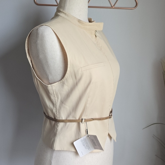 ZARA New Blogger Fav Ivory Belted Tailored Vest Waistcoat Womens Size Large - Picture 6 of 12